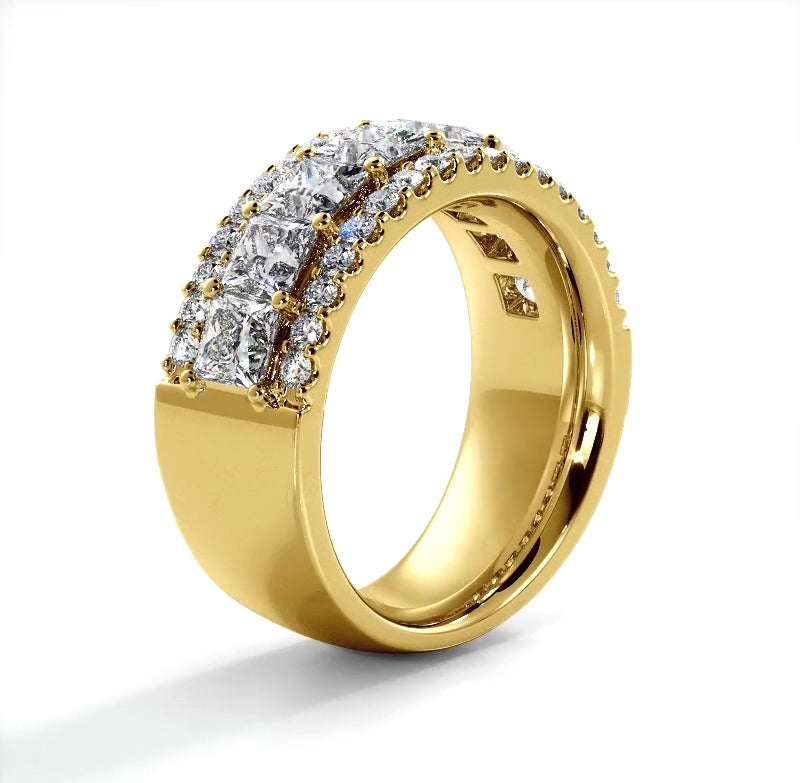 2.65 ct. Princess and Round Diamond Wedding Band-VIRABYANI